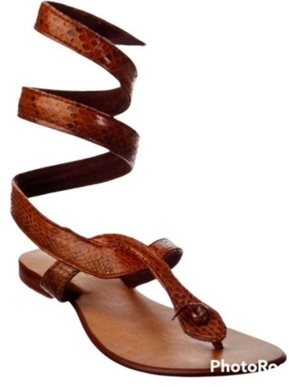 Cocobelle Brown Leather Snake Wrap Gladiator Sandal 8.5